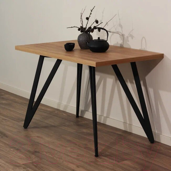 Изображение товара Обеденный стол Millwood Женева-2 Л 130x80x75 (дуб золотой Craft/металл черный)