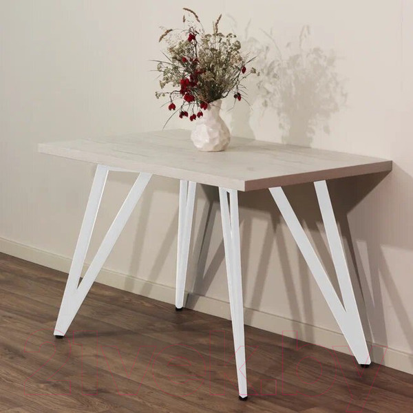 Изображение товара Обеденный стол Millwood Женева-2 Л 130x80x75 (дуб белый Craft/металл белый)