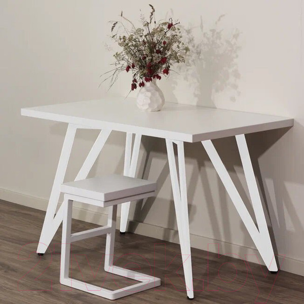 Изображение товара Обеденный стол Millwood Женева-2 Л 130x80x75 (белый/металл белый)