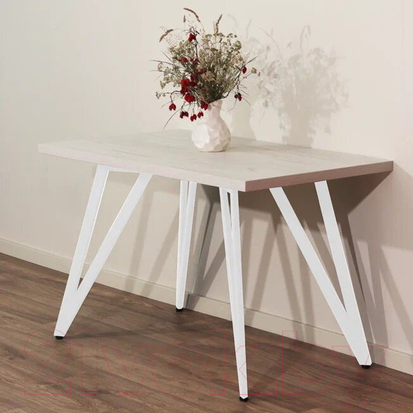 Изображение товара Обеденный стол Millwood Женева-2 Л 160x80x75 (дуб белый Craft/металл белый)