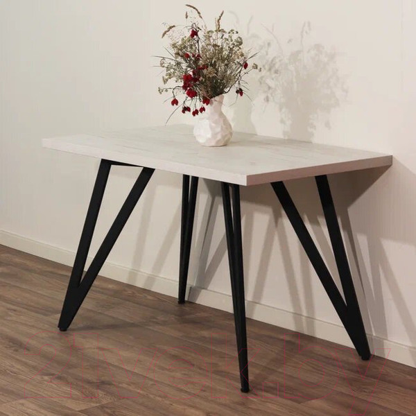 Изображение товара Обеденный стол Millwood Женева-2 Л 160x80x75 (дуб белый Craft/металл черный)