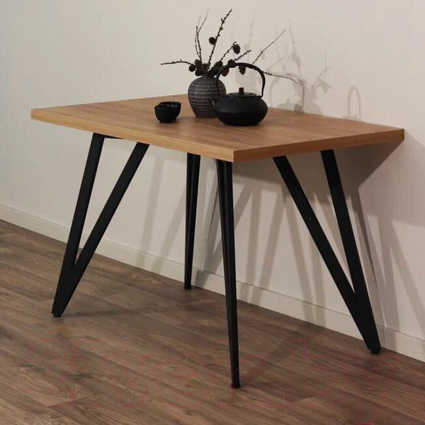 Изображение товара Обеденный стол Millwood Женева-2 Л 160x80x75 (дуб золотой Craft/металл черный)