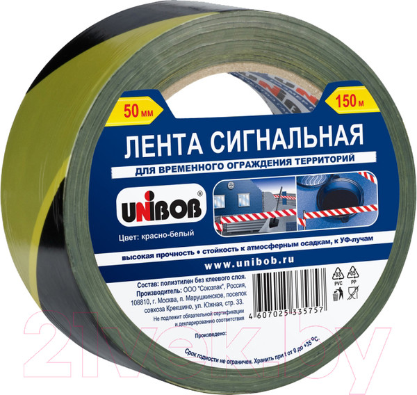 Изображение товара Лента сигнальная Unibob 0.05x150м / 55372 (желтый/черный)