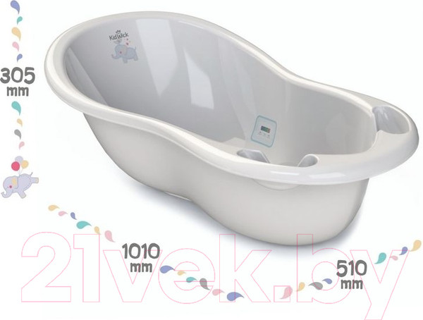 Изображение товара Ванночка детская Kidwick Шатл / KW220406 (с термометром, серый/темно-серый)