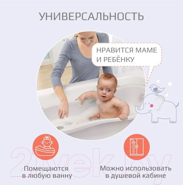 Изображение товара Ванночка детская Kidwick Шатл / KW220406 (с термометром, серый/темно-серый)