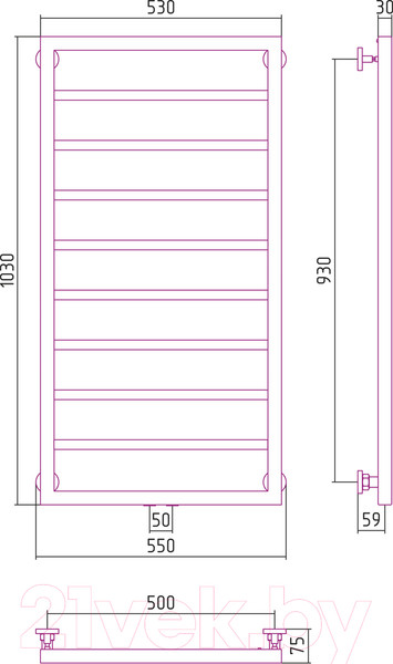 Изображение товара Полотенцесушитель водяной Сунержа Канцлер 100x50 / 30-0254-1050