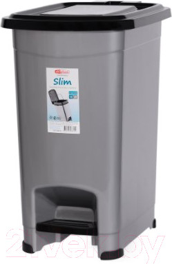 Изображение товара Контейнер для мусора Эльфпласт Slim EP557 (10л, серый/черный)