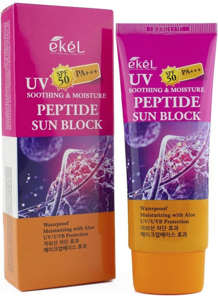 Изображение товара Крем солнцезащитный Ekel UV Peptide Ampule Sun Block SPF50/PA+++ увлажняющий с пептидами (70мл)