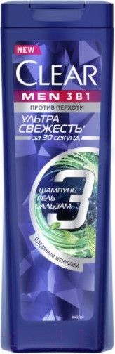 Изображение товара Шампунь-гель для душа Clear Men Ультра свежесть 3в1 (400мл)