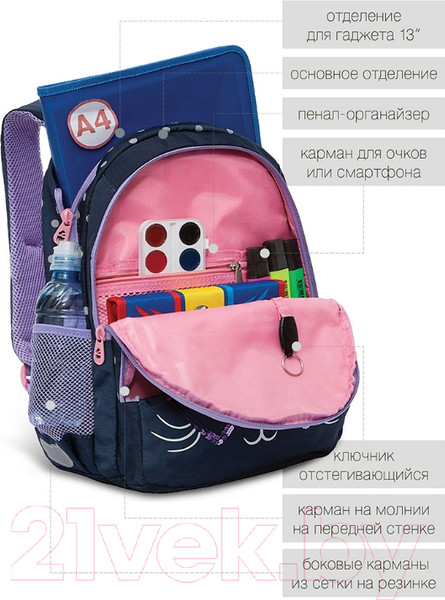 Изображение товара Школьный рюкзак Grizzly RG-160-2 (синий)