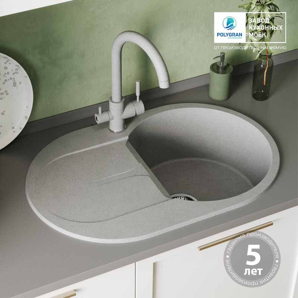 Изображение товара Мойка кухонная Polygran Atol-760 (серый)