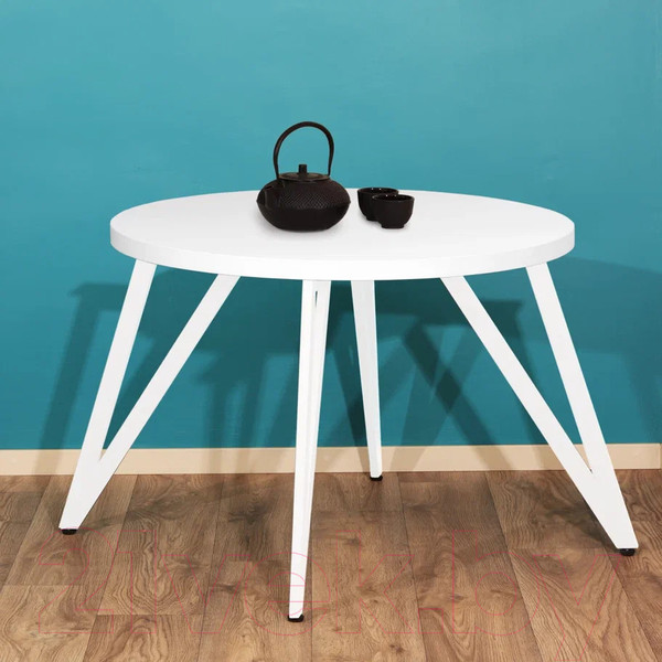 Изображение товара Обеденный стол Millwood Женева 2 Л D90 / 90x90x75 (белый/металл белый)