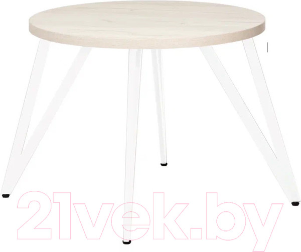 Изображение товара Обеденный стол Millwood Женева 2 Л D90 / 90x90x75 (дуб белый Craft/металл белый)