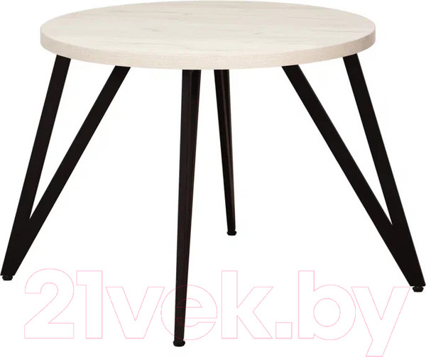 Изображение товара Обеденный стол Millwood Женева 2 Л D90 / 90x90x75 (дуб белый Craft/металл черный)