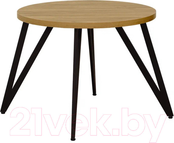 Изображение товара Обеденный стол Millwood Женева 2 Л D90 / 90x90x75 (дуб золотой Craft/металл черный)