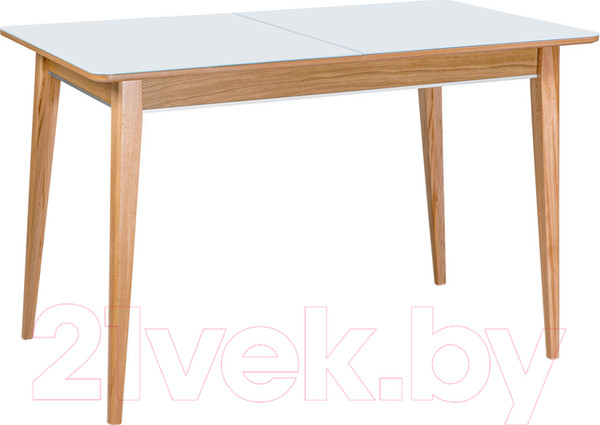 Изображение товара Обеденный стол ТехКомПро Арека ПРС 80x120-160 (бук/стекло/тон 2/ножка 7)