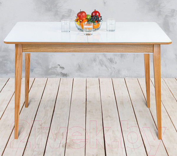 Изображение товара Обеденный стол ТехКомПро Арека ПРС 80x120-160 (бук/стекло/тон 2/ножка 7)