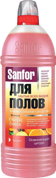Изображение товара Чистящее средство для пола Sanfor Ультра Блеск. Универсальное. Освежающий цитрус (1л)