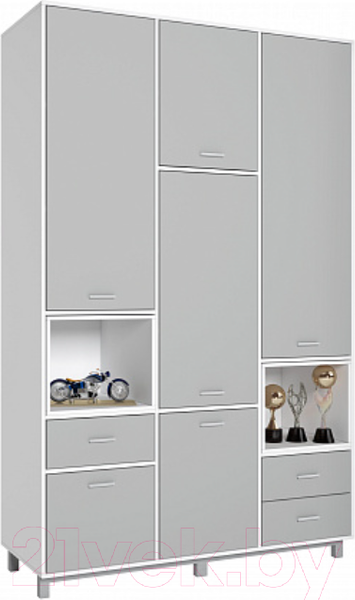 Изображение товара Шкаф Polini Kids Mirum 2335 трехсекционный / 0002121.146 (белый/серый)