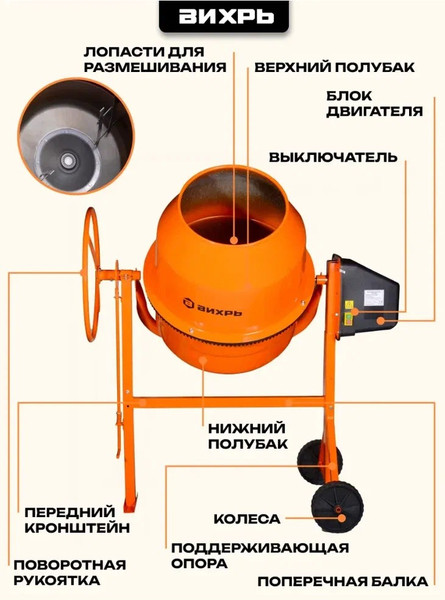 Изображение товара Бетономешалка Вихрь БМ-230П (74/1/18)