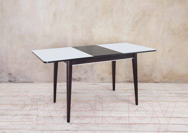 Изображение товара Обеденный стол ТехКомПро Арека ПРС 80x120-160 (бук/стекло/тон венге/ножка 7)