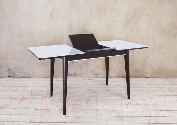 Изображение товара Обеденный стол ТехКомПро Арека ПРС 80x120-160 (бук/стекло/тон венге/ножка 7)