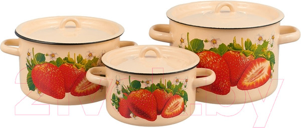 Изображение товара Набор кастрюль СтальЭмаль Клубника садовая 1с33