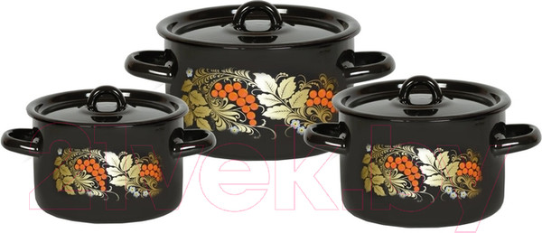 Изображение товара Набор кастрюль СтальЭмаль Рябина 1с33