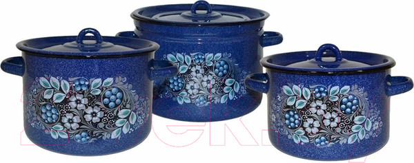 Изображение товара Набор кастрюль СтальЭмаль Голубика 1с112