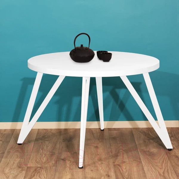 Изображение товара Обеденный стол Millwood Женева 2 Л D100 / 100x100x75 (белый/металл белый)