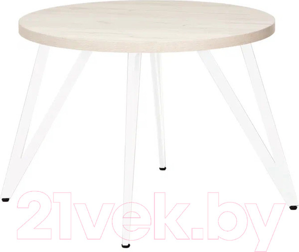 Изображение товара Обеденный стол Millwood Женева 2 Л D100 / 100x100x75 (дуб белый Craft/металл белый)