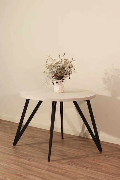 Изображение товара Обеденный стол Millwood Женева 2 Л D100 / 100x100x75 (дуб белый Craft/металл черный)