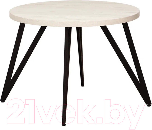 Изображение товара Обеденный стол Millwood Женева 2 Л D100 / 100x100x75 (дуб белый Craft/металл черный)