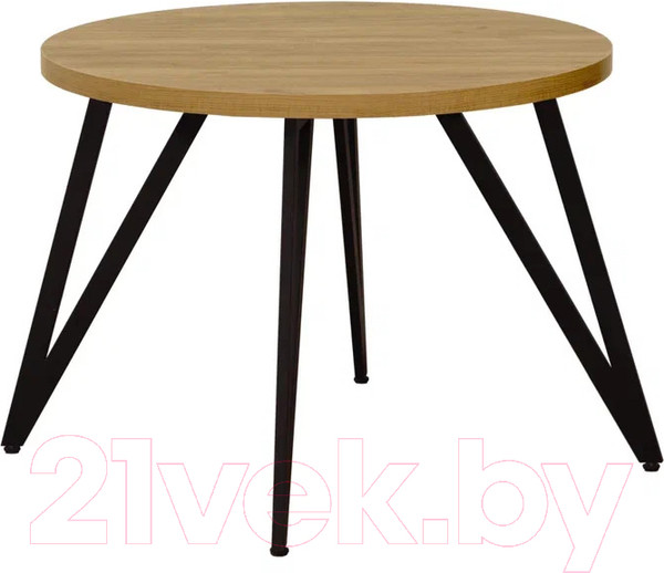 Изображение товара Обеденный стол Millwood Женева 2 Л D100 / 100x100x75 (дуб золотой Craft/металл черный)