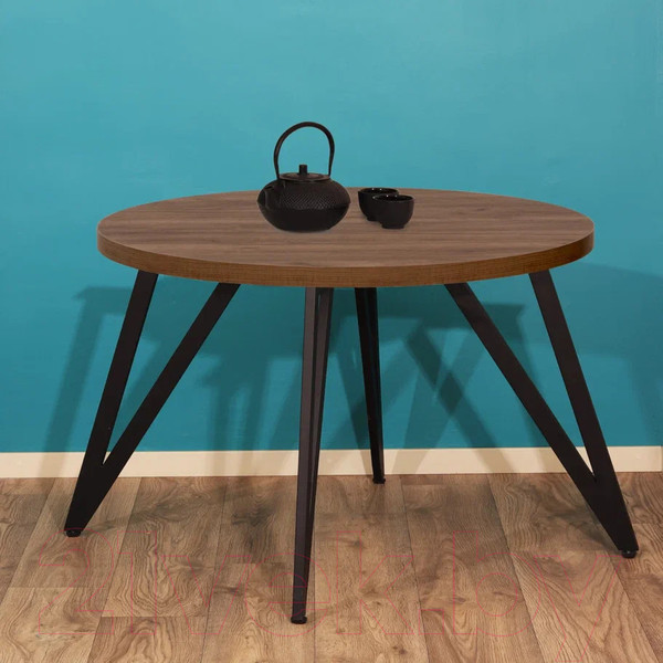 Изображение товара Обеденный стол Millwood Женева 2 Л D100 / 100x100x75 (дуб табачный Craft/металл черный)