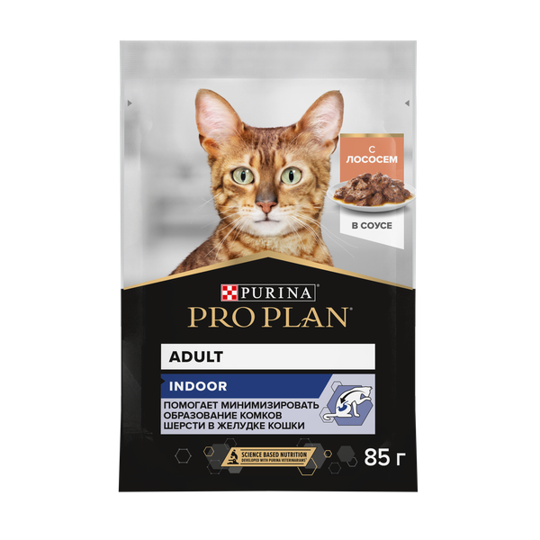 Изображение товара Влажный корм для кошек Pro Plan Housecat с лососем в соусе (85г)