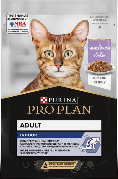 Изображение товара Влажный корм для кошек Pro Plan Housecat с индейкой в желе (85г)
