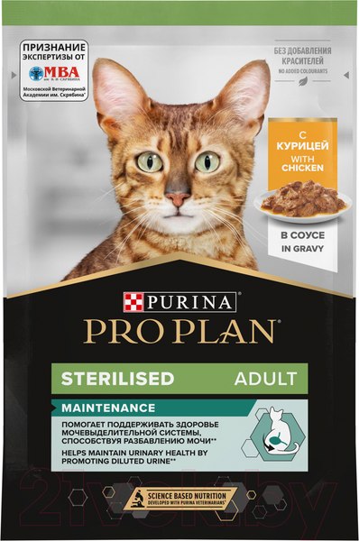 Изображение товара Влажный корм для кошек Pro Plan Maintenance Sterilised с курицей в соусе (85г)