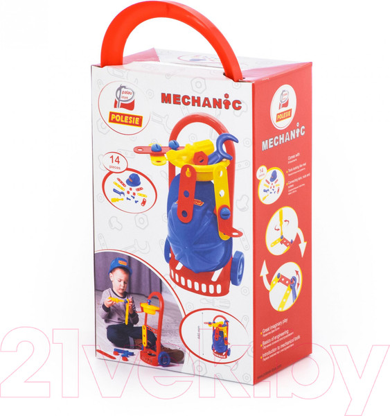 Изображение товара Тележка с инструментами игрушечная Полесье Механик / 69818 (14эл)