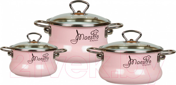 Изображение товара Набор кастрюль СтальЭмаль Maestro 8DT135S (розовый)