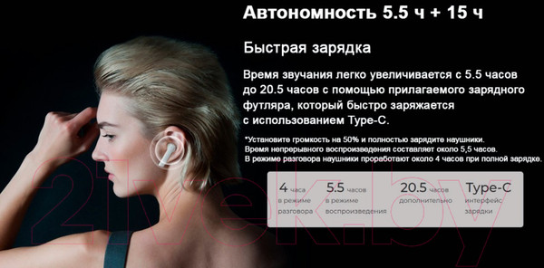 Изображение товара Беспроводные наушники Haylou GT6 (белый)