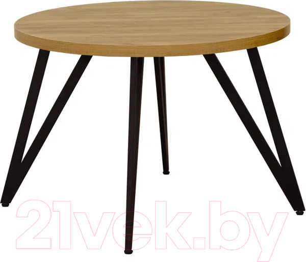 Изображение товара Обеденный стол Millwood Женева 2 Л D110 / 110x110x75 (дуб золотой Craft/металл черный)