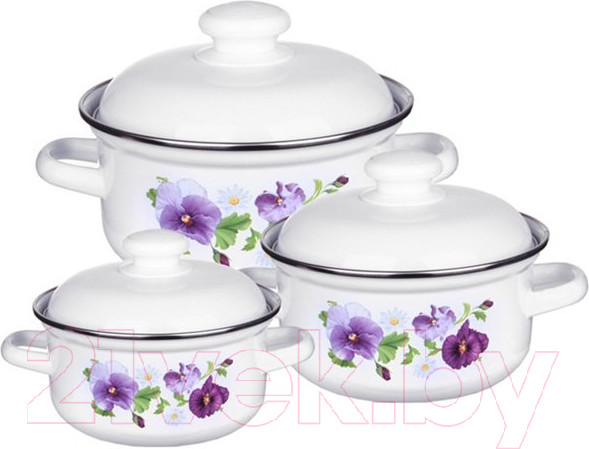 Изображение товара Набор кастрюль Лысьвенские эмали Анютины глазки С-124 АП2/4