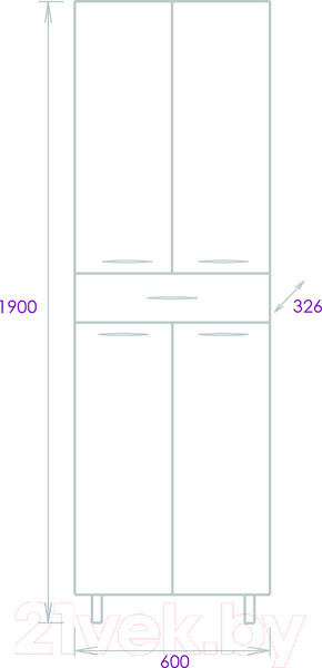 Изображение товара Шкаф-пенал для ванной Onika Модерн 60.10 (406002)