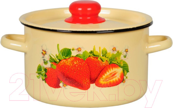 Изображение товара Кастрюля СтальЭмаль Клубника садовая 1с17с (кремовый)
