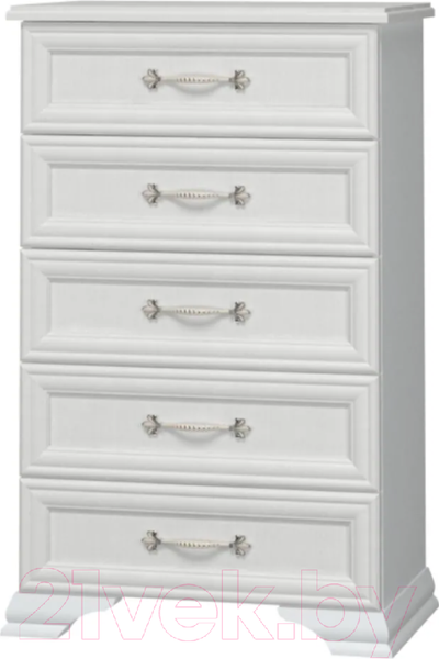 Изображение товара Комод Bravo Мебель Грация 5ящ (белый/белый)