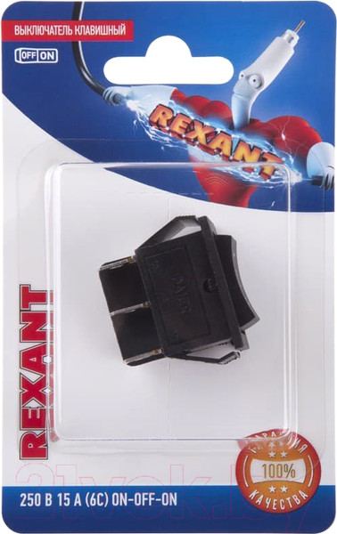 Изображение товара Выключатель клавишный Rexant ON-OFF-ON 06-0308-B (черный)