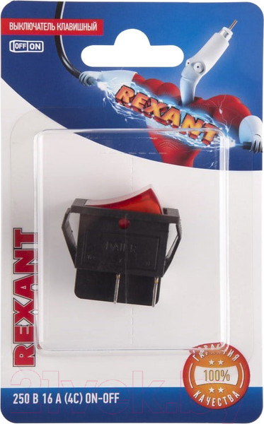 Изображение товара Выключатель клавишный Rexant ON-OFF 06-0303-B (красный)