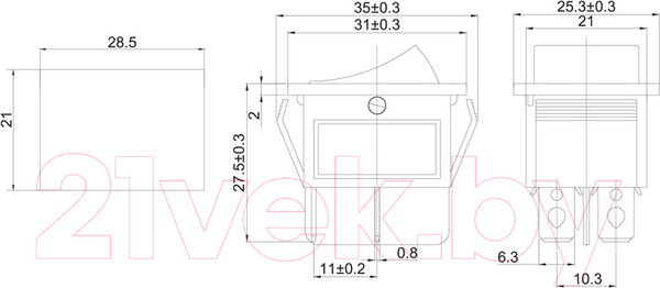 Изображение товара Выключатель клавишный Rexant ON-OFF 06-0303-B (красный)