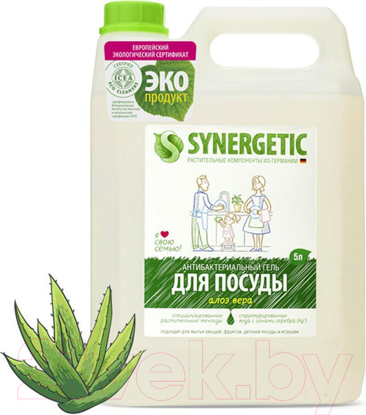 Изображение товара Средство для мытья посуды Synergetic Биоразлагаемое. Алоэ (5л)